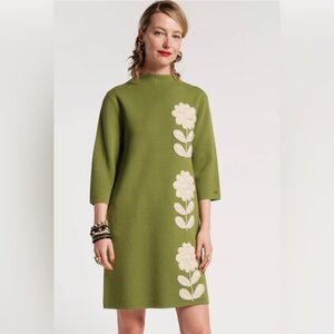 Frances Valentine Moss Green Annie Dress with Cream Floral Design